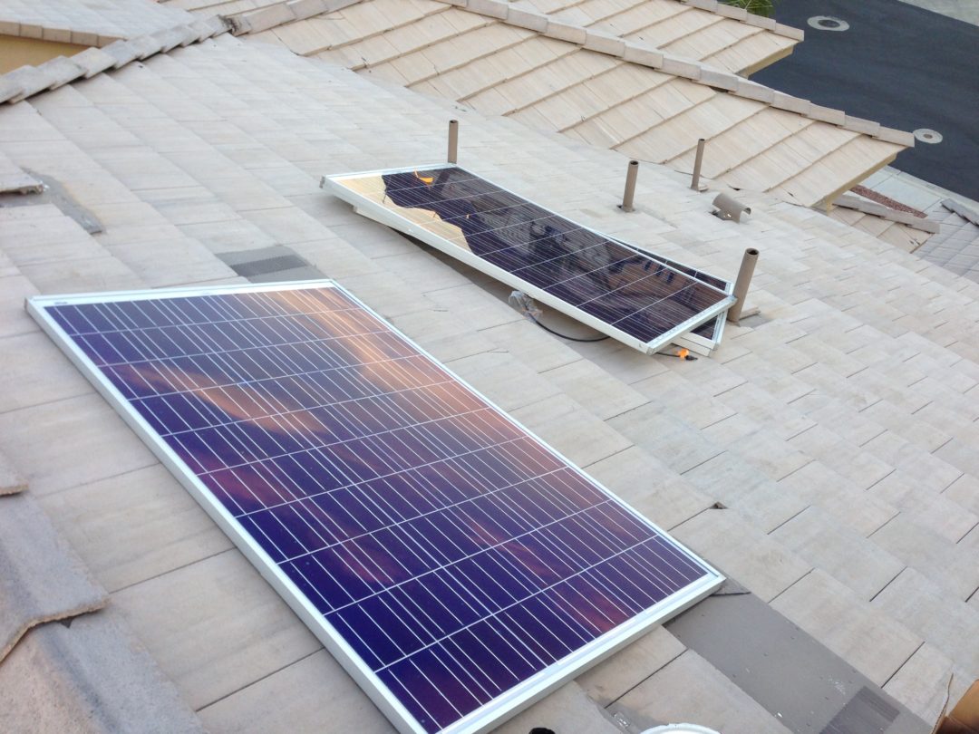 A solar panel on the roof of a building.